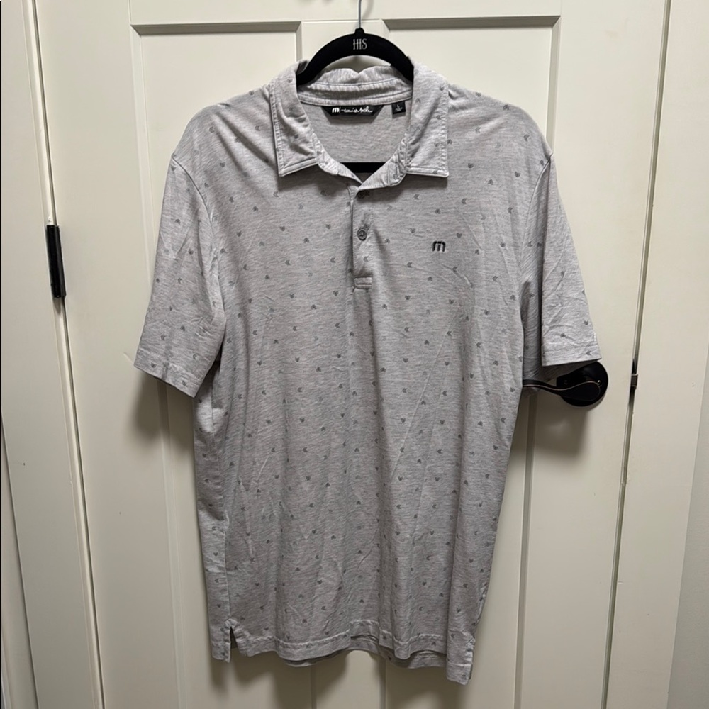 Travis Mathew Light Gray Polo with Micro Dot Pattern